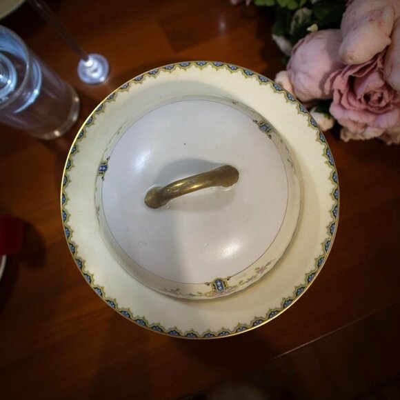 Vintage Covered Butter Dish – Noritake Japan Romeo, Cottagecore Blue Gold China, - Picture 5 of 9